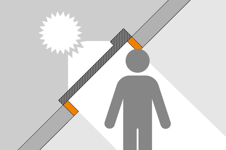 Darstellung einer Dachschräge mit Dämmung und einer stilisierten Person.