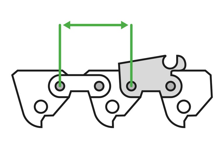 Abbildung einer Sägekette mit Tiefenbegrenzer
