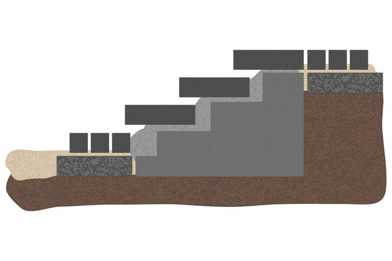 Grafische Darstellung eines Treppenaufbaus mit Pflastersteinen