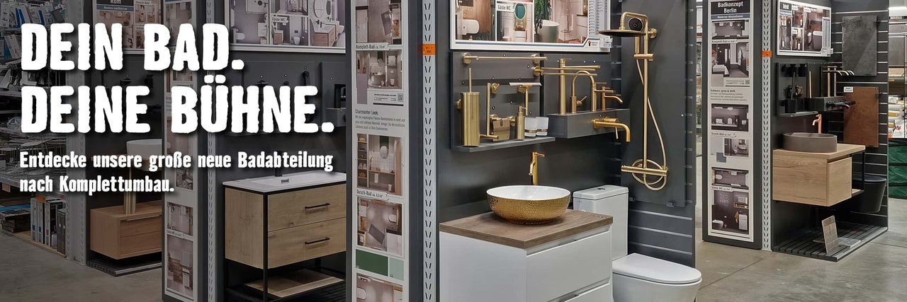 Ausstellung verschiedener Badezimmerkonzepte bei Hornbach