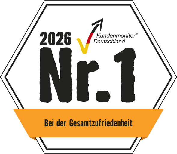 Icon Auszeichnung Kundenmonitor Deutschland 2026: Nummer 1 bei der Gesamtzufriedenheit