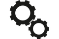 Symbol für Einstellungen: Zahnräder. Symbol für Einstellungen: Zahnräder.