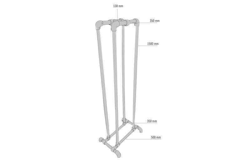 Rohrkonstruktion mit Abmessungen