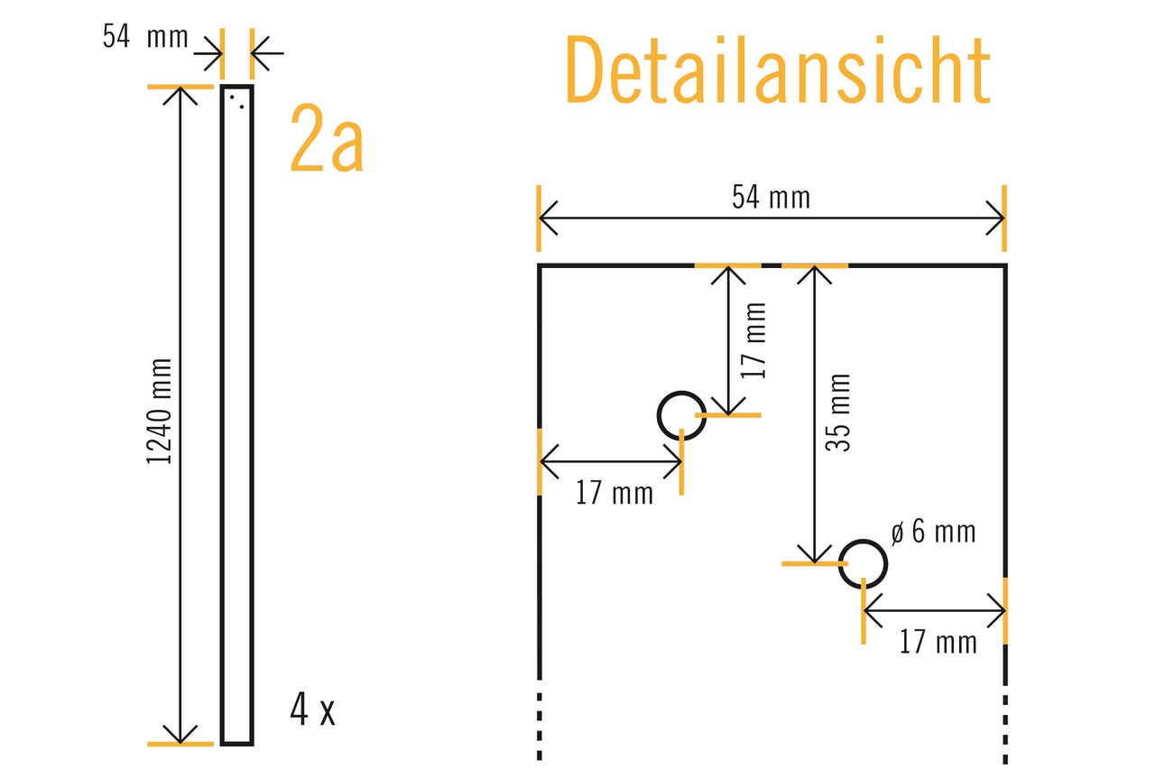 Detailansicht eines Holzprofils mit Maßangaben