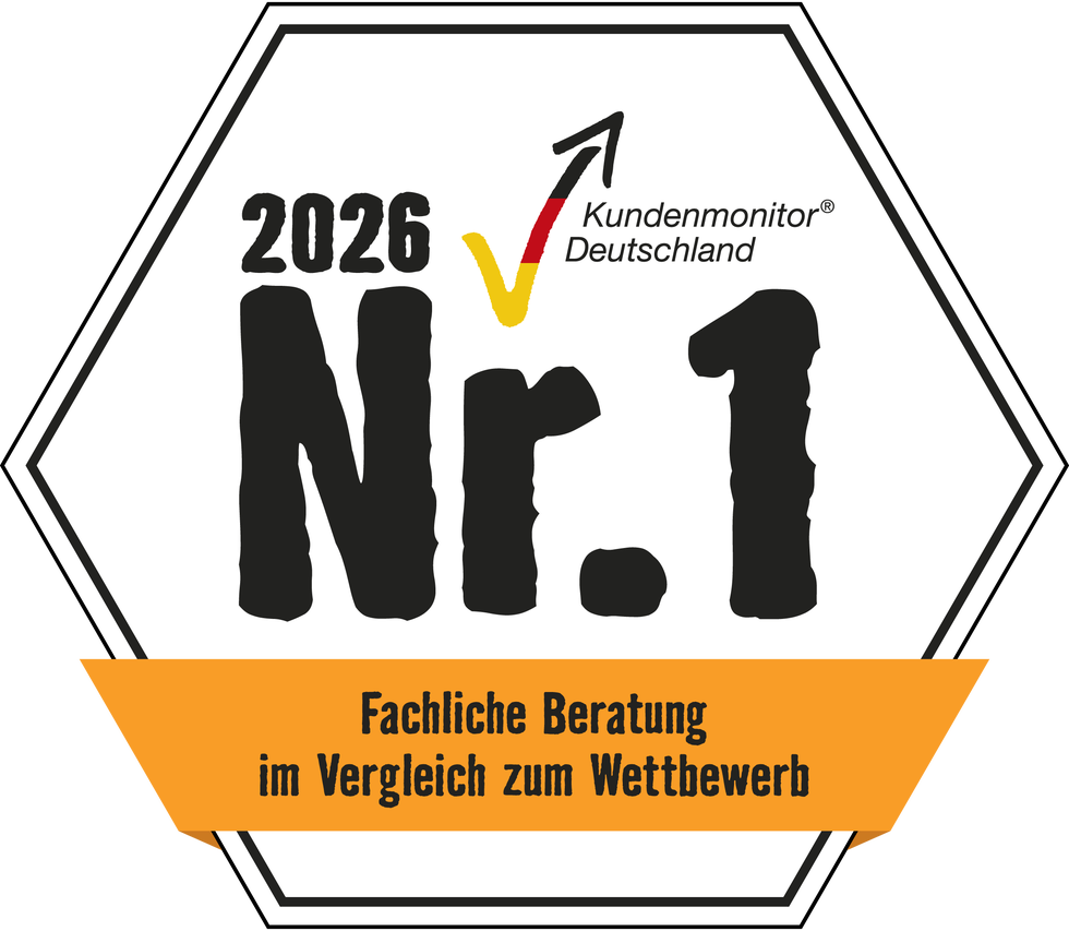 Icon Auszeichnung Kundenmonitor Deutschland 2026: Nummer 1 für die fachliche Beratung im Vergleich zum Wettbewerb