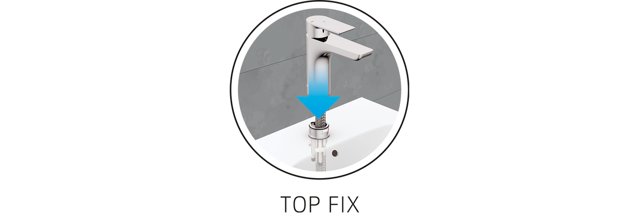 Montage einer Waschtischarmatur mit TOP-FIX Befestigungssystem.