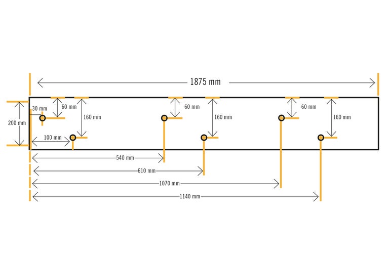 Technische Zeichnung mit Maßangaben