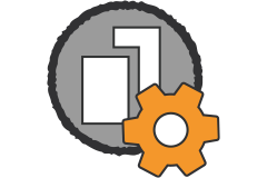 Icon für Konfiguratoren, zeigt zwei Zahnräder