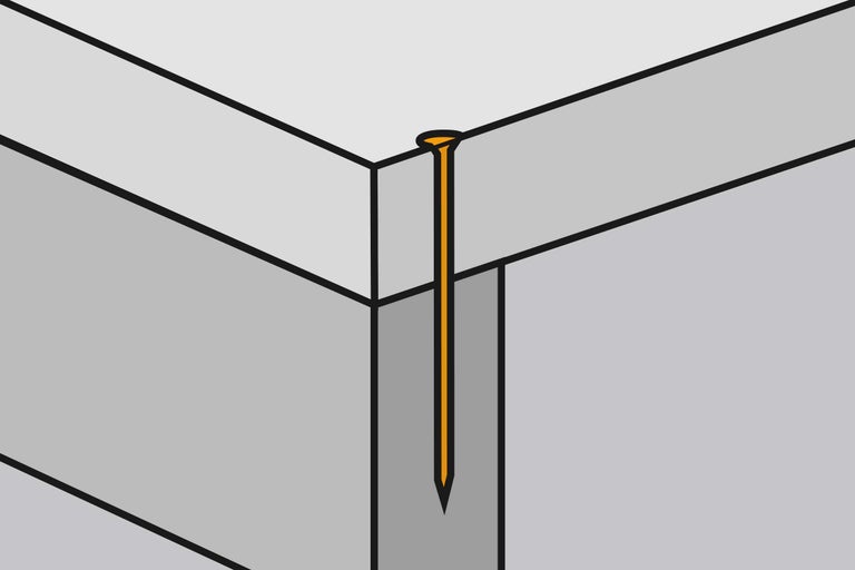 Illustration eines Nagels, der in eine Oberfläche eingeschlagen wird