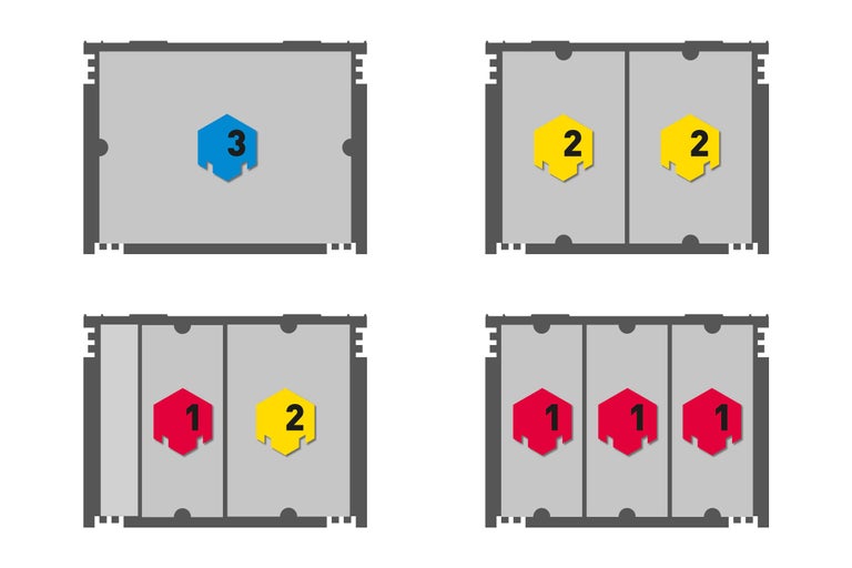 Raumaufteilung mit variabler Anzahl an Wohneinheiten