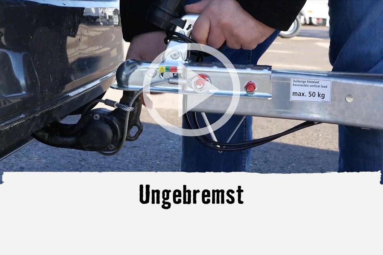 
			Ankuppeln eines ungebremsten Anhängers an ein Zugfahrzeug
		