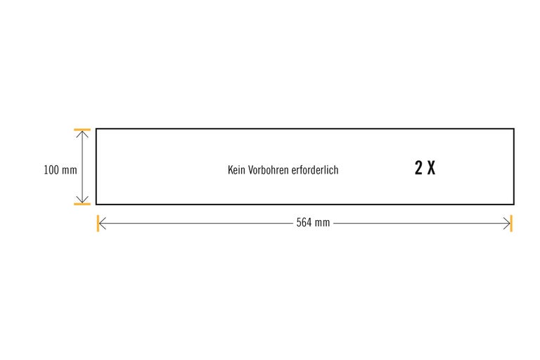 Abmessungen einer Sockelleiste: 100 mm x 564 mm, kein Vorbohren erforderlich, 2 Stück