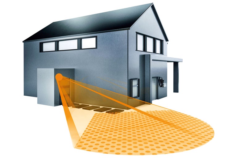 Illustration eines Hauses mit Bewegungsmelder