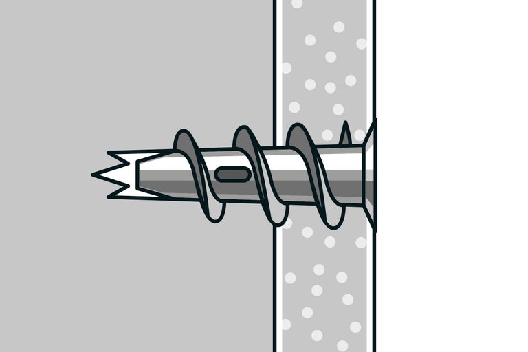 Illustration einer Trockenbauschraube in einer Wand