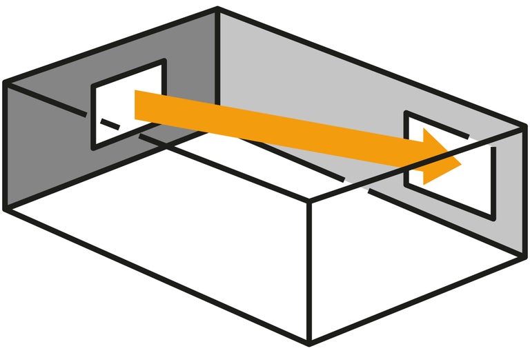Raumluftstrom-Symbol mit Pfeil