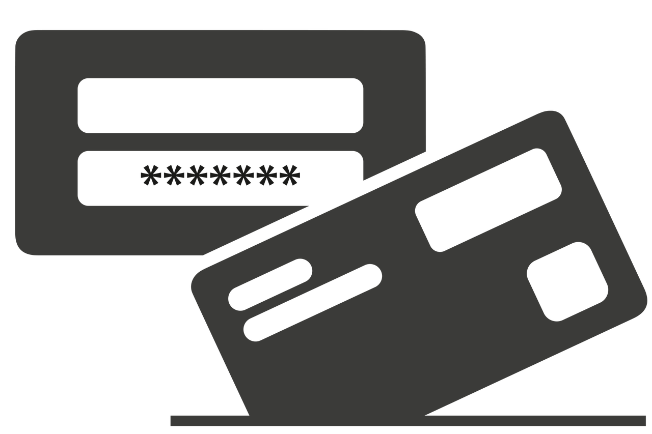 Symbol für Passwortschutz und Kreditkarte