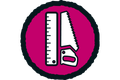 Symbol für Handwerkzeuge: Lineal und Säge