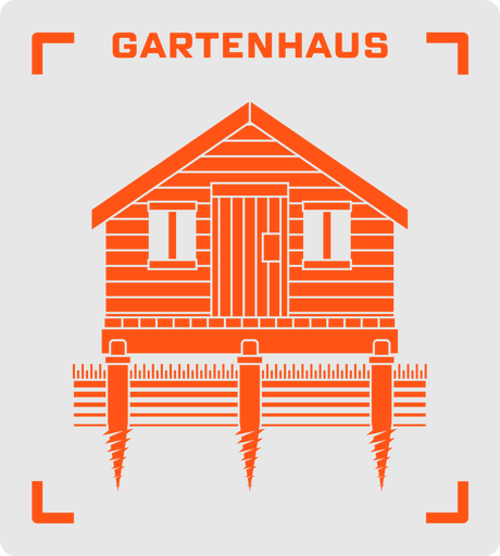 Symbol für ein Gartenhaus mit Schraubfundament