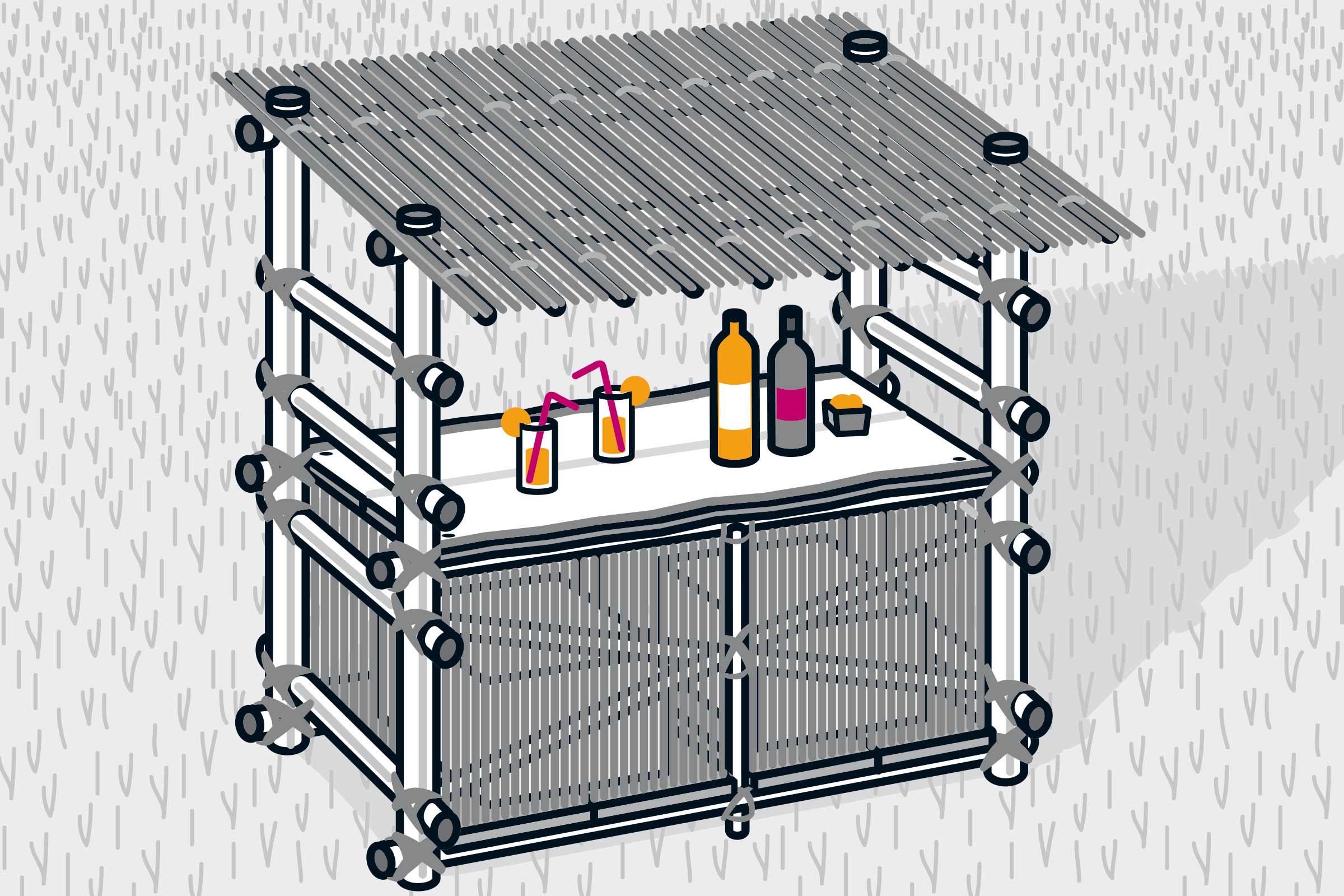 Bambus Gartenbar mit Getränken