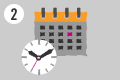 Symbol für Terminvereinbarung mit Kalender und Uhr