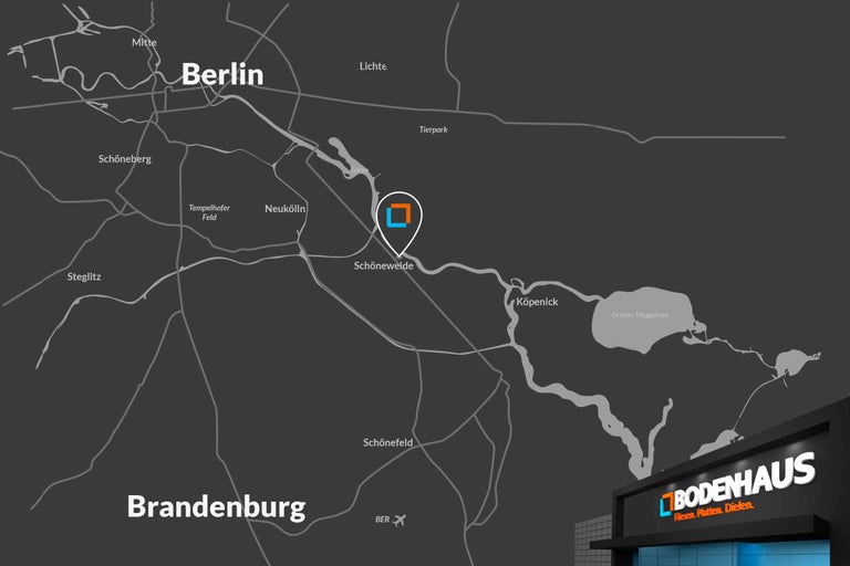 Karte von Berlin mit Standort Bodenhaus