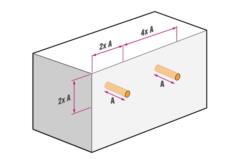 Illustration eines Holzbaus mit Maßangaben