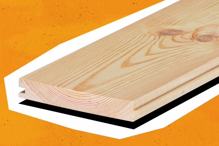 Holzbrett Kiefer auf orangenem Hintergrund