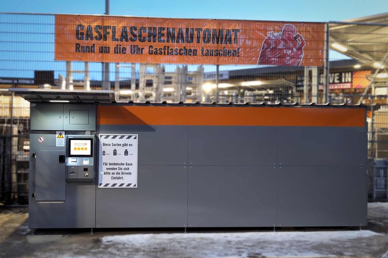 Gasflaschenautomat zur Vermietung von Gasflaschen rund um die Uhr