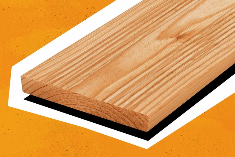 Holzbrett Lärche auf orangenem Hintergrund