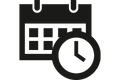 Symbol für Liefertermin: Kalender mit Uhr. Symbol für Liefertermin: Kalender mit Uhr.