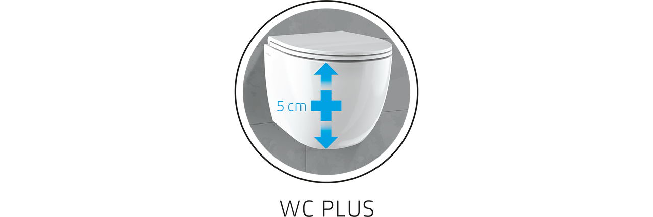 Wand-WC mit Höhenverstellung von 5 cm