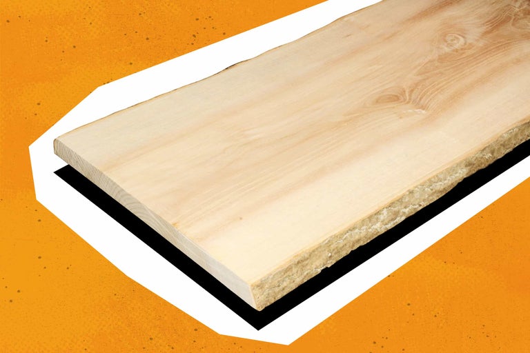 Holzbrett Esche auf orangenem Hintergrund