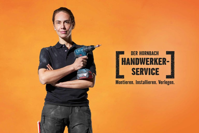 Frau mit Akkuschrauber, Hornbach Handwerkerservice