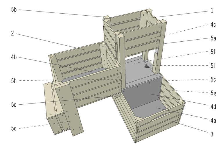 Illustration eines Hochbeet-Bausatzes aus Holz