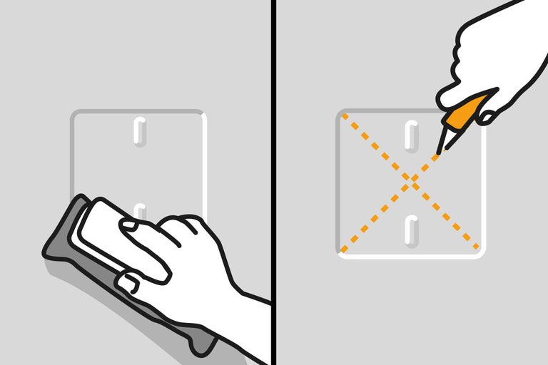 Illustration von Reinigung und Markierung für die Montage von Leuchten