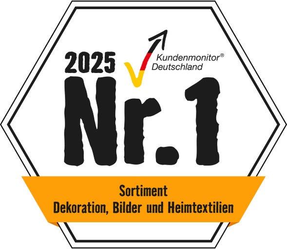 Kundenmonitor Deutschland Auszeichnung für Sortiment Dekoration, Bilder und Heimtextilien 2025