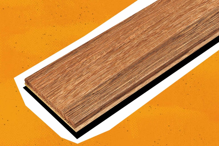 Holzbrett Nussbaum auf orangenem Hintergrund