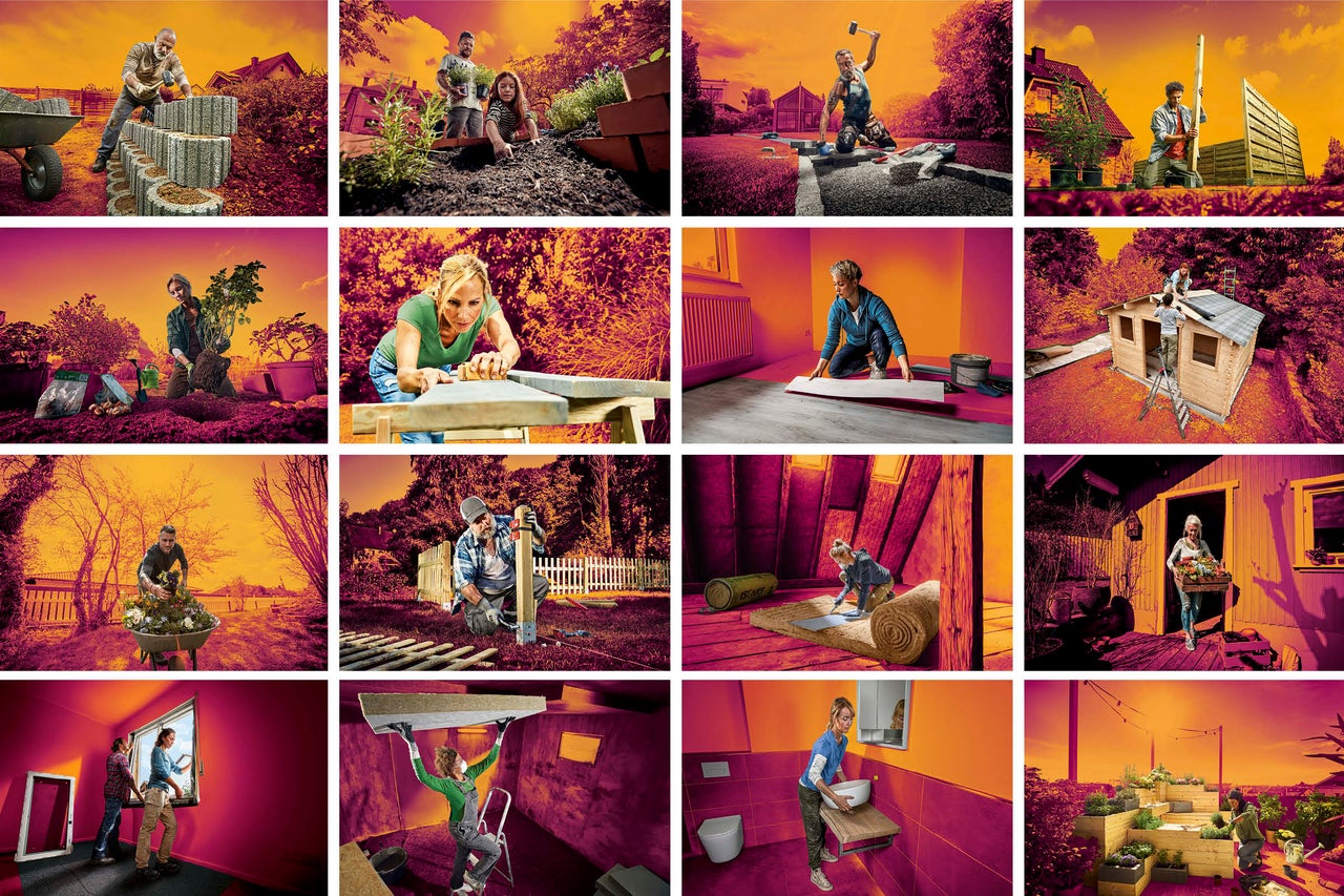 Collage von Heimwerker- und Gartenprojekten