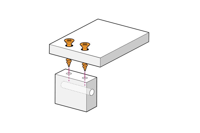 Illustration der Montage eines Werkstücks mit Schrauben