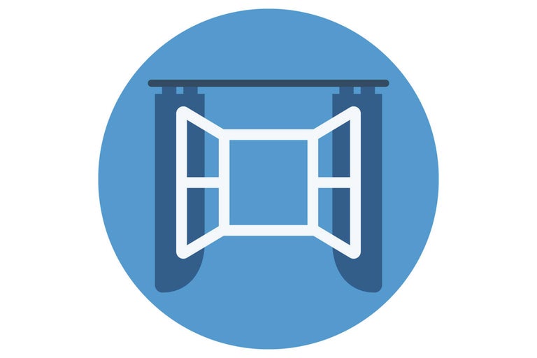 Symbol für Fenster mit Vorhängen