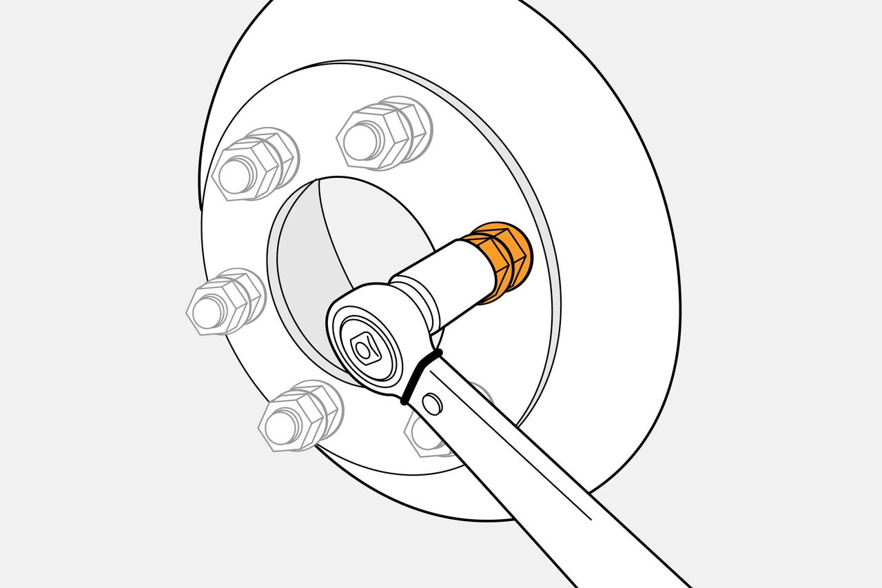Drehmomentschlüssel an Radschraube