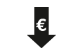 Pfeil nach unten mit Euro Symbol: Preisreduzierung