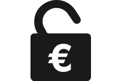 Grafische Darstellung eines Vorhängeschlosses mit Eurozeichen