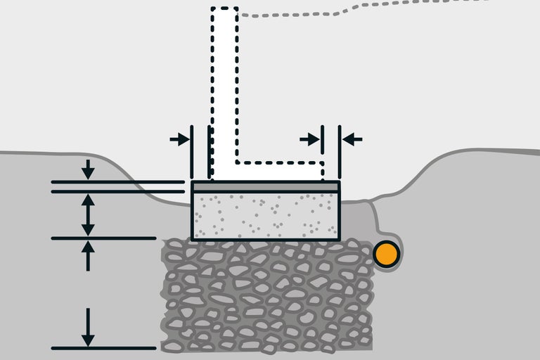 Abbildung einer Fundamentplatte mit Maßen