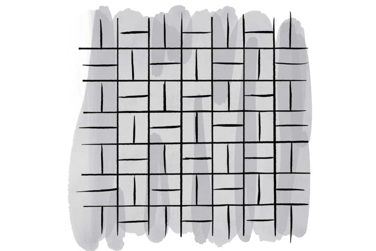 Abstrakte Darstellung eines Mauerwerks mit versetzten Steinen