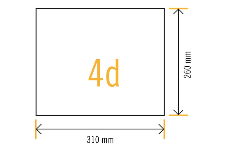 4d Format mit den Maßen 310 x 260 Millimeter