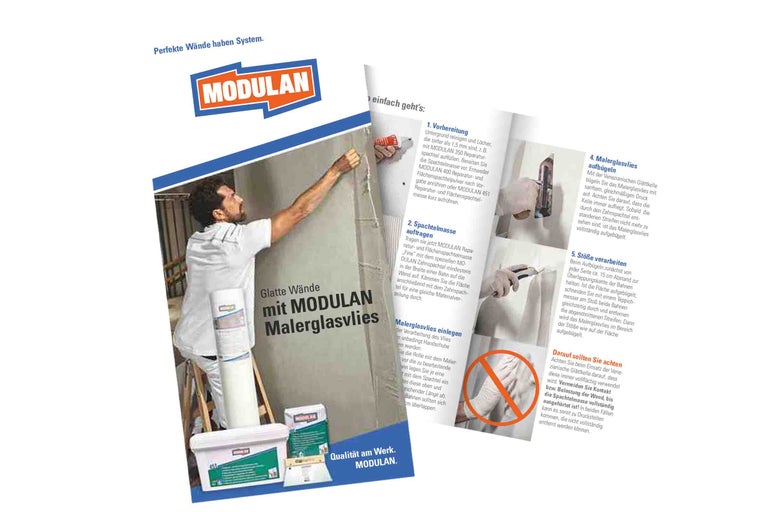 MODULAN Malerglasvlies Anwendungsbeispiel für glatte Wände.