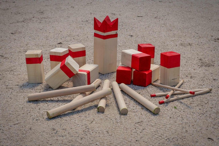 Holzspiel Kubb mit Wurfholz, Blöcken und König