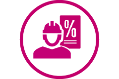 Symbol: Handwerker mit Prozentzeichen