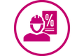 Symbol: Handwerker mit Prozentzeichen Symbol: Handwerker mit Prozentzeichen